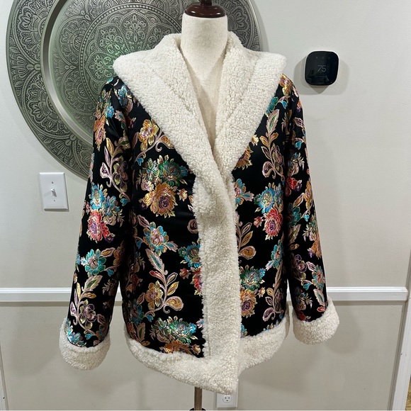 JOHNNY WAS Sofie Jacquard coat with sequin tiger back - Size M - Picture 4 of 11